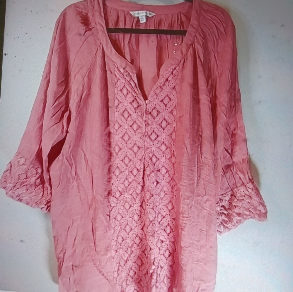 Counterpart 3X rose pink top flower top